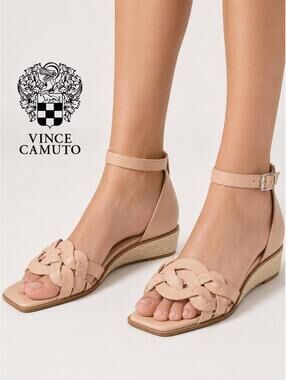 Vince Camuto Nude Genuine Leather Wedge Sandals US 9w